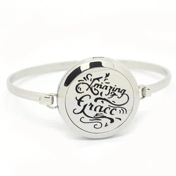 

Silver Aromatherapy Essential Oils Diffuser Locket Bangles Missing Grace Perfume Locket Bracelets 5pcs Free Pads