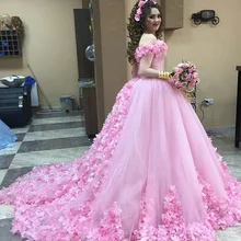 Роскошные Милая бальное платье свадебное розовый цветочный Африканские свадебные платья бальное платье, свадебное платье Vestido De Noivas плюс размеры