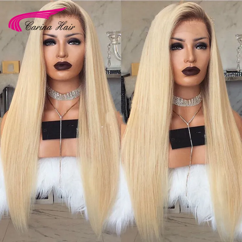 613 прямое, Омбре блондинка синтетические волосы на кружеве парик перуанский Remy синтетические волосы на кружеве человеческие искусственные