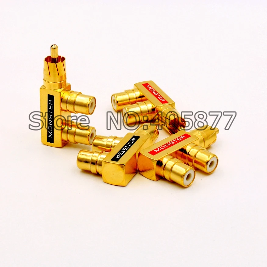 4x позолоченный RCA AV аудио Y разветвитель переходник 1 штекер на 2 гнезда|plug adapter|adapter