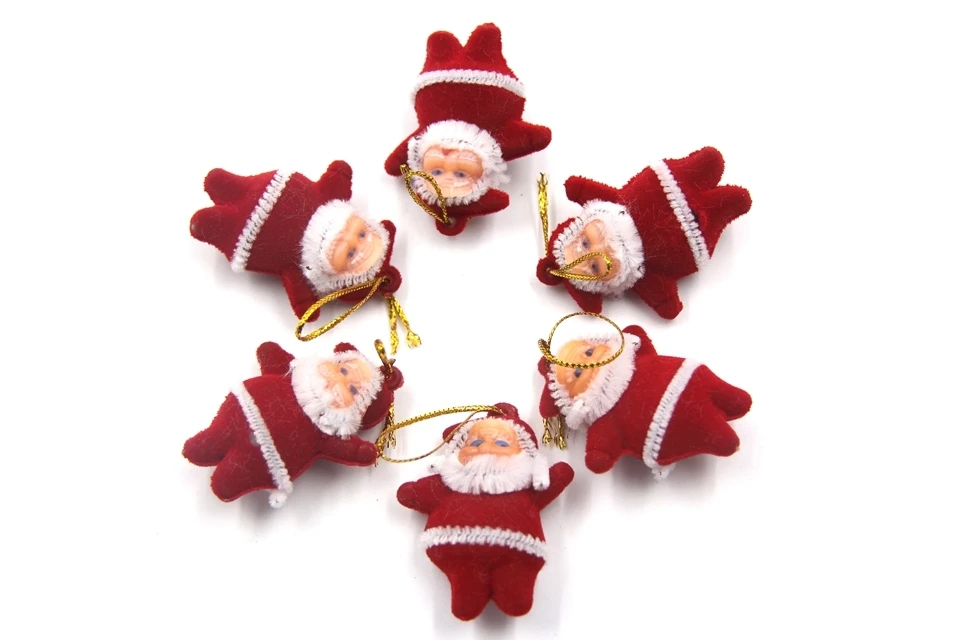 6 шт./партия классические мини-красные рождественские подвесные украшения Санта-Клаус рождественские елки украшения вечерние подарки для детей