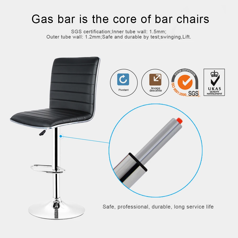 

2pcs Fashion Adjustable Gas Lift Bar Stools Bar Chairs Modern PU Leather Hollow Backrest Kitchen Home Bar Furniture Chair HWC
