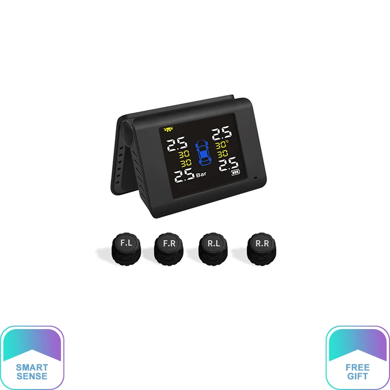 

New Arrival Fold TPMS Car Tire Pressure Alarm Monitor System Solar Power Smart Sense LED Display Diagnostic Tool KEEP SAFE