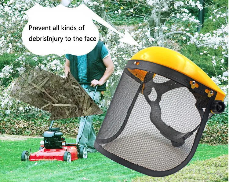 safety helmet mask Cut grass Protective screen Black wire mesh chainsaw