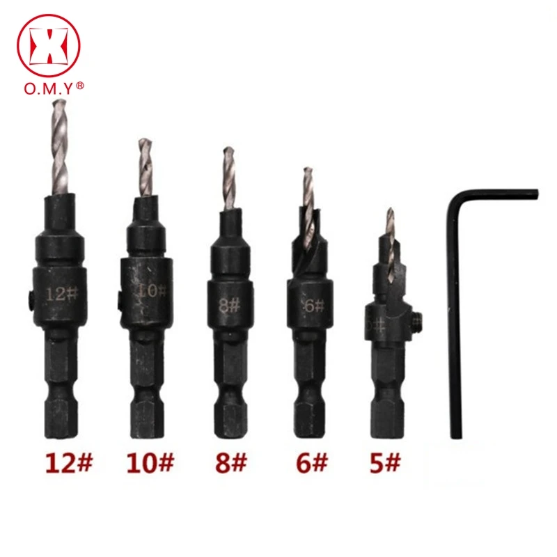 Buy 5pcs Countersink Drill Woodworking Drill Bit Set
