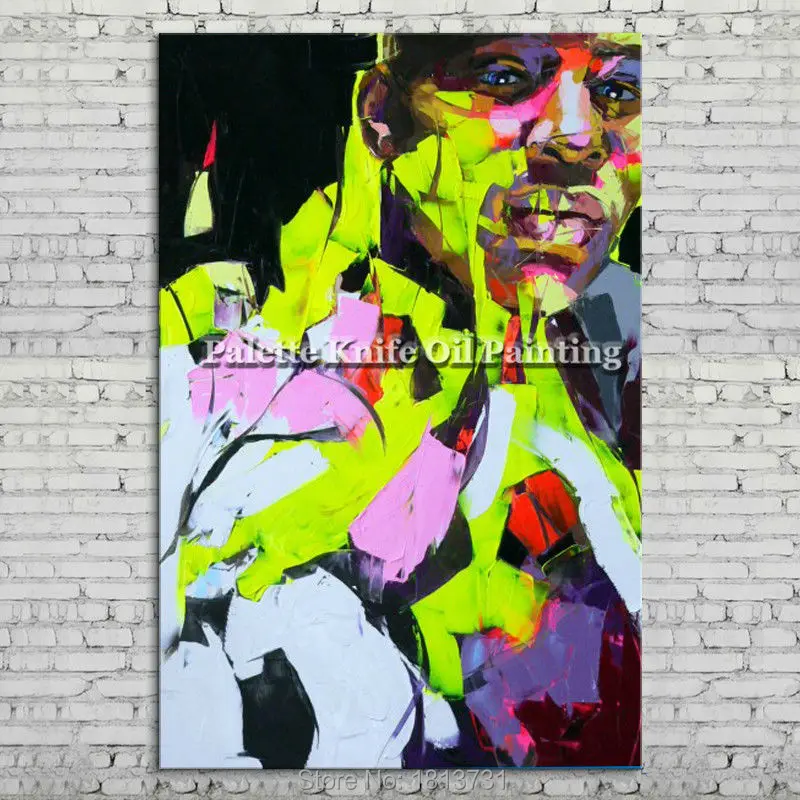 

Palette knife portrait Face Oil painting Character figure canva Hand painted Francoise Nielly wall Art picture for living room34