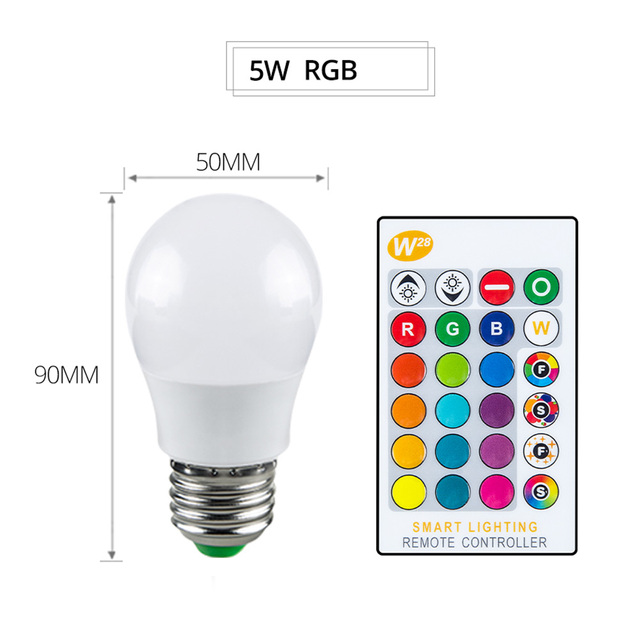 E27 LED Bulb With Remote Control 5W 10W 15W RGB RGBW RGBWW Color Change 85-265V Smart Lighting Memory Function Led Lamp