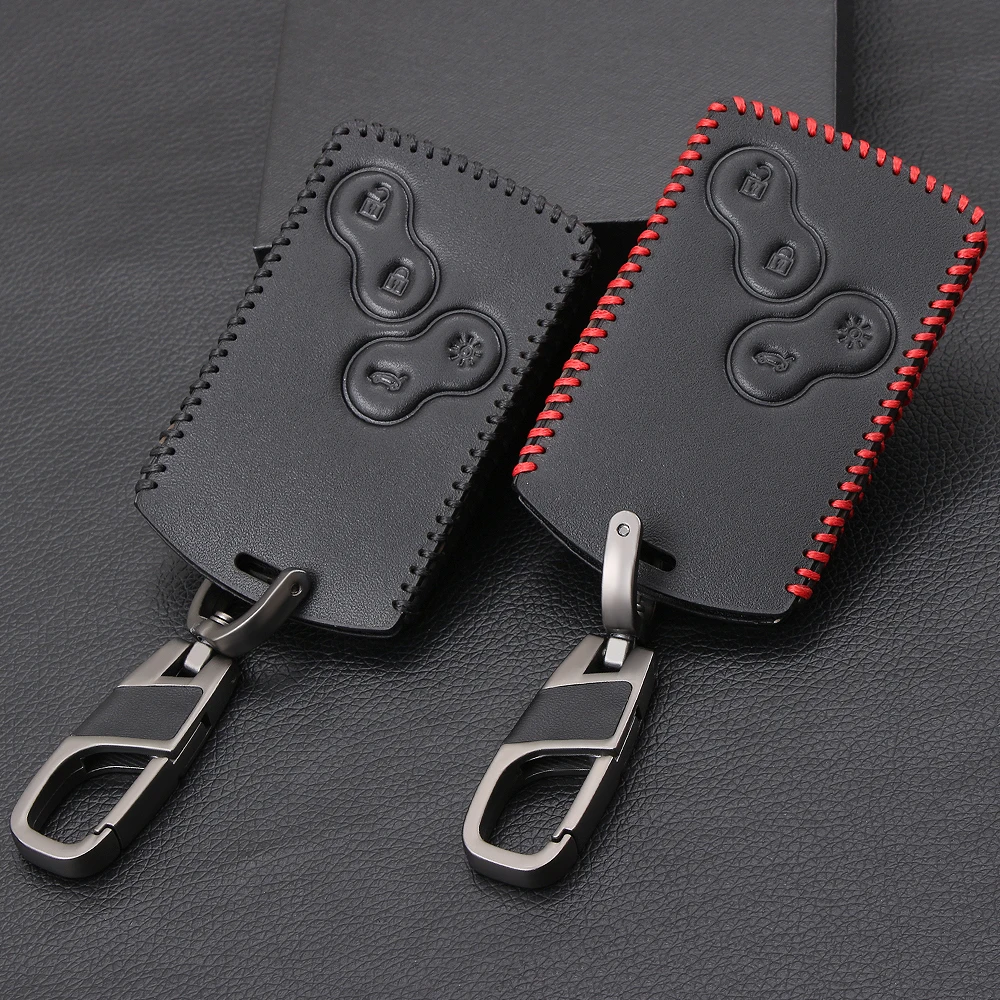 

New Design Remote Leather Key Case Cover For Renault Koleos Laguna 2 3 Megane 1 2 3 Sandero Scenic Captur Clio Duster Fluence