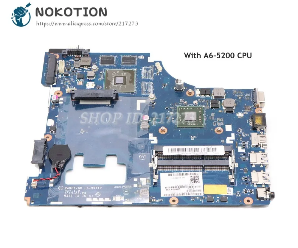 NOKOTION VAWGA GB LA-9911P для lenovo ideapad G405 14 дюймов Материнская плата ноутбука HD 8500 R3 A6-5200 Процессор DDR3