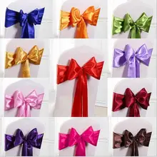 10/40/50/100 шт. High end Банкетный Свадебная вечеринка чехол на стул с лентой с атласные ленты галстук-бабочка украшения 16 видов цветов 275*18 см