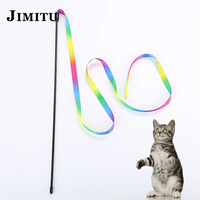

Funny Cat Interactive Toys Cute Colorful Ropes Teaser Wand Plastic Stick Pet Toys for Cats Scratching Pet Supplies Cats Toy