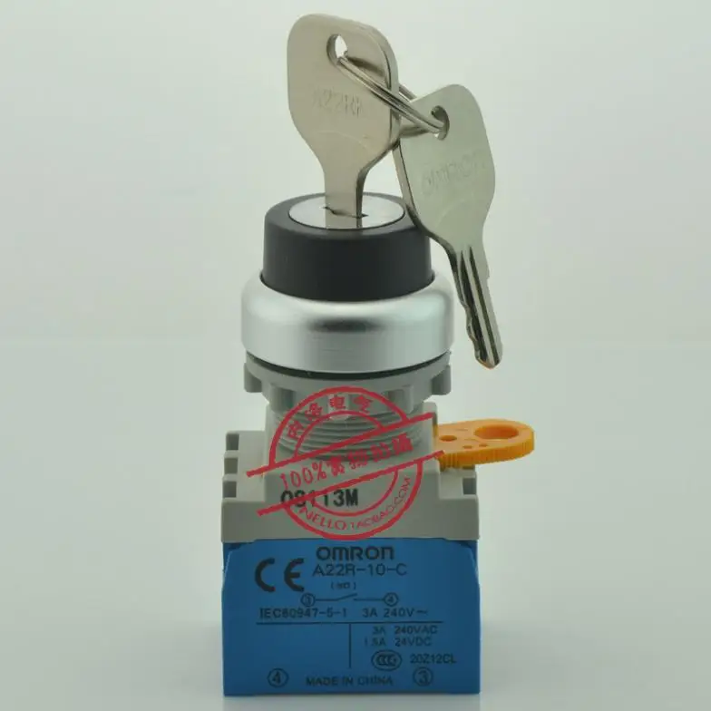 

[ SANY ] 22mm metal ring key switch A22RK-2M-10 2 file self-locking double pumping 1NO--10PCS/LOT