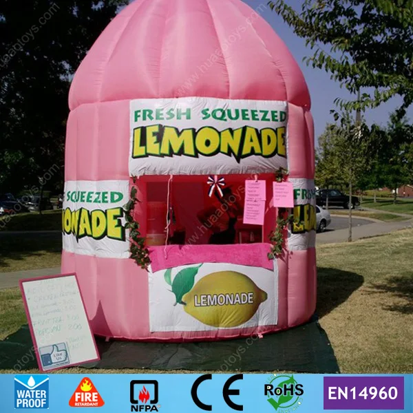 

On Sale Pink Inflatable Lemonade Booth with Free Banners and CE blower