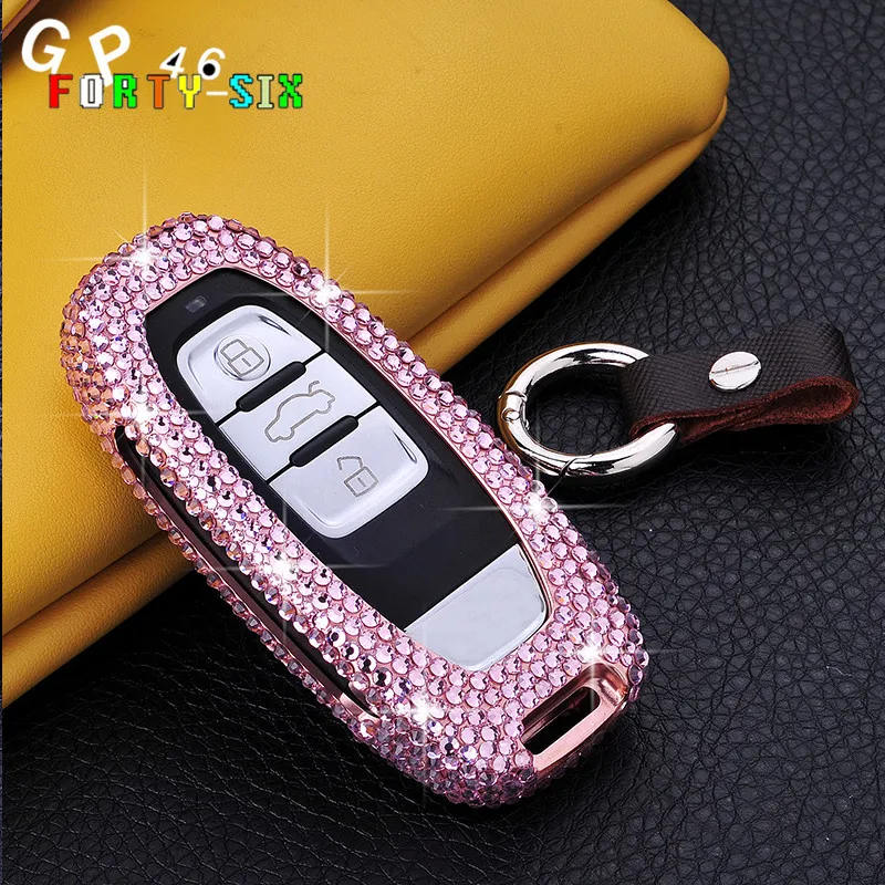 

Top quality Aluminum Alloy diamond crystal smart car key case cover protector for Audi A4 B6 B8 B7 A6 C5 C6 Q5 Car Styling shell