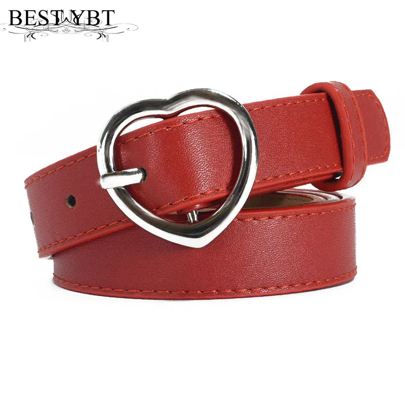 

Best YBt Women's Belt Pin buckle Sweet Heart Shaped Buckle Belt Simple and stylish Imitation leather Female Adjustable Belt