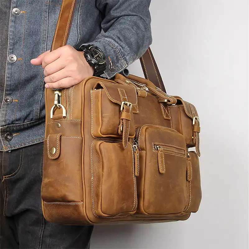 crazy horse leather briefcase