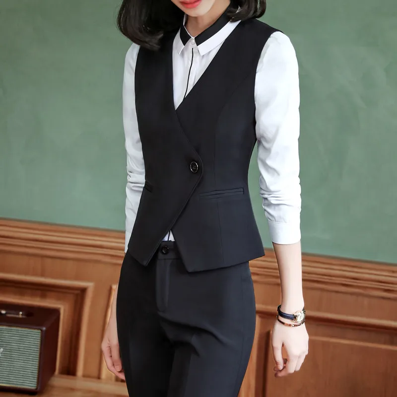 Fashion business Interview vest women new spring Slim V Neck Formal office ladies vest coat plus size uniforms