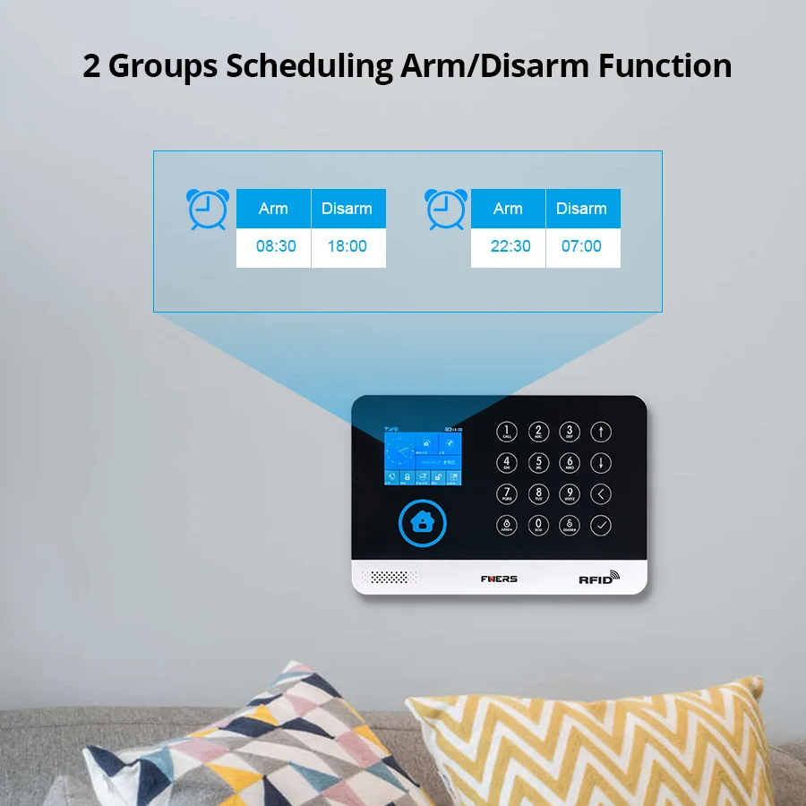 FUERS WG11 WIFI GSM inalámbrico hogar negocio antirrobo sistema de alarma de seguridad APP Control sirena RFID Detector de movimiento PIR Sensor de humo