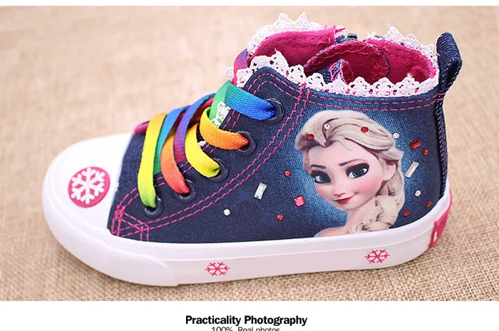 New Fashion Beauty Children's Shoes Girls 2017 Elsa Anna Princess Cartoon Running Sneakers Kids Flat Sneaker For Girls Boots 534 (2)