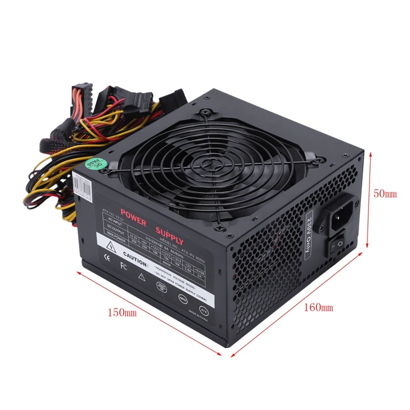 170-260V макс 600W Питание Psu Pfc бесшумный вентилятор 24Pin 12V компьютер Sata консоль для ПК-игр с поддержкой Windows Питание для Intel Amd компьютер ЕС