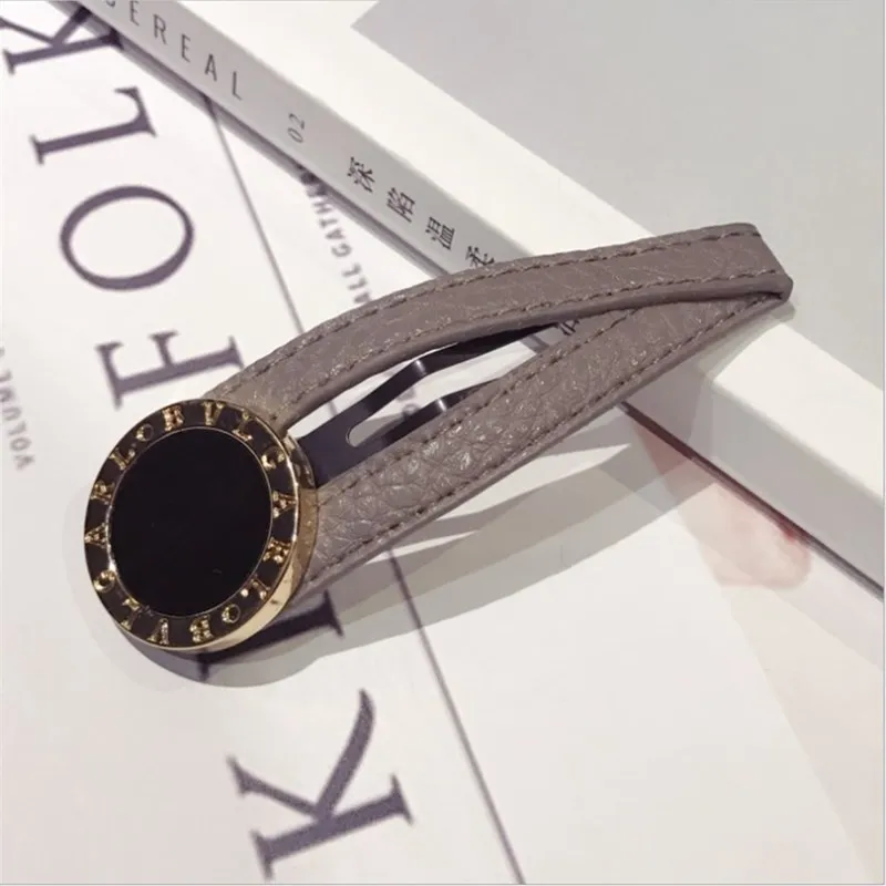 New boutique hair accessories complex women's ancient solid color leather alloy ring bangs a word bb clip fashion hairpin card