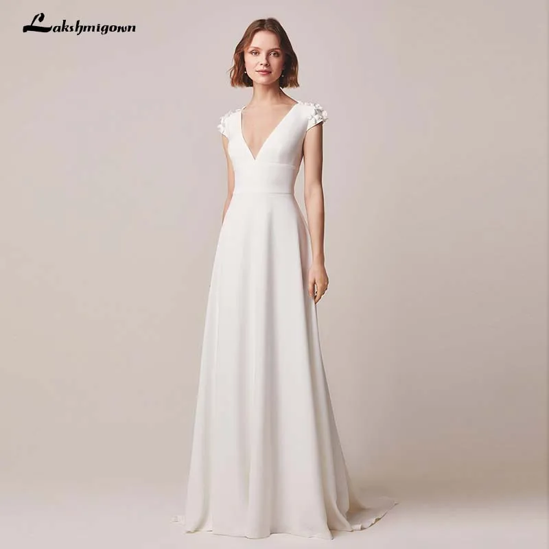 

Lakshmigown Fashion Satin A-Line Wedding Dress With Flowers Sexy Pencil Backeless Dresses Vestido De Noiva