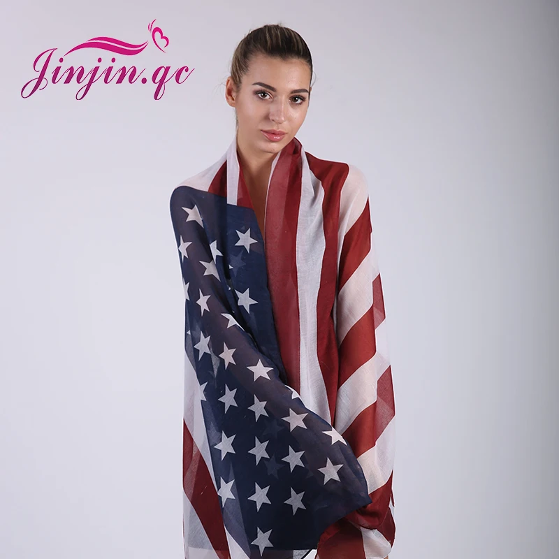 Jinjin.QC American Flag Print Scarf Norway Flag Scarves and Wraps Autumn Pashmina Skull Printed Bandana Lady Jersey Hijab