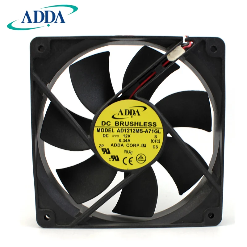 

ADDA 1 AD1212MS-A71GL 1225 12025 12CM 120MM 12V DC 0. 34A mute chassis fan