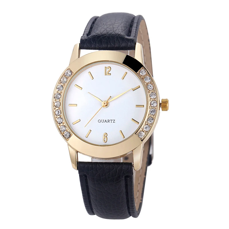 2017 New Hot font b Watch b font Women Lady Girl Diamond Analog Leather Band Quartz