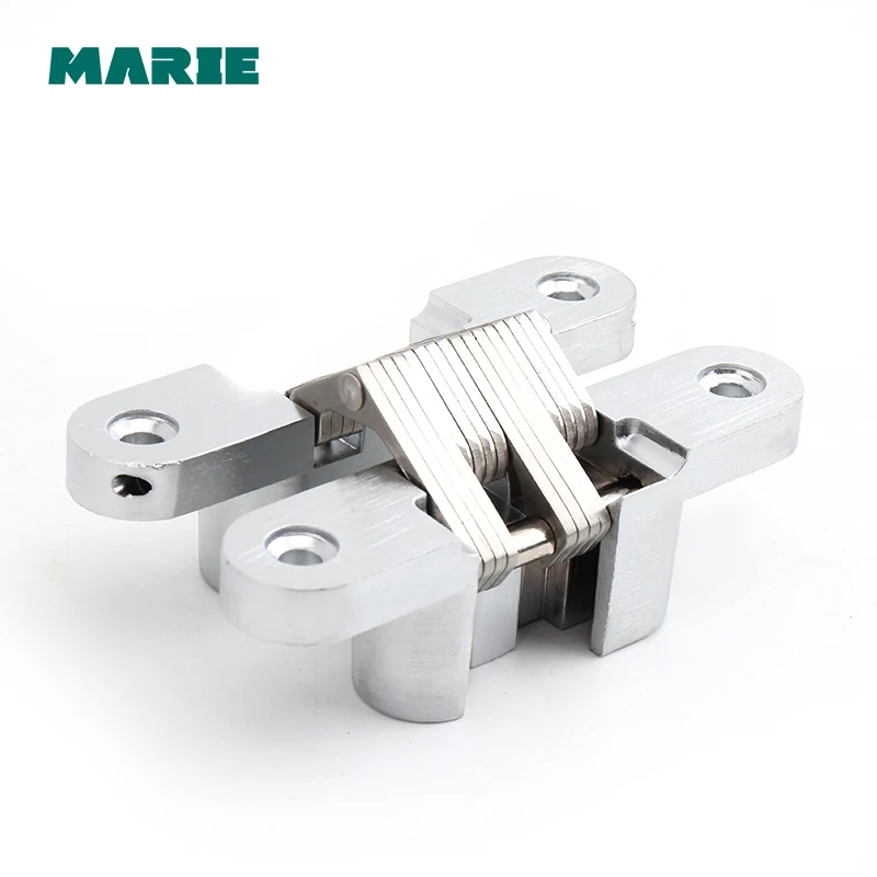 A Pair Of Small Size Cross Concealed Hinge Bright Chrome Zinc Alloy Suitable for Door