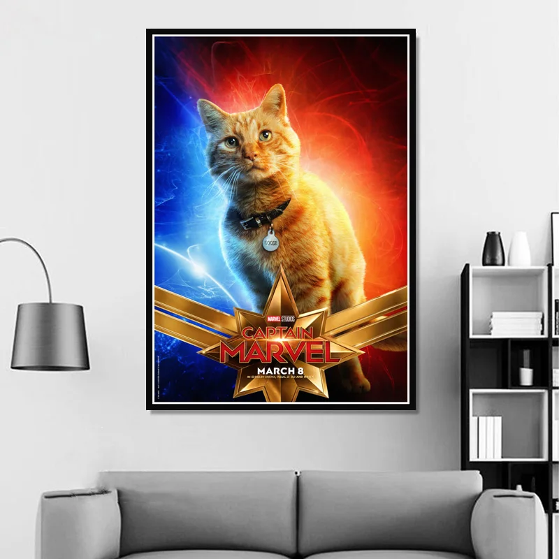 

Captain Marvel 2019 Movie Goose Cat Space Superhero Poster And Prints Wall Art Canvas Wall Pictures For Living Room Home Decor