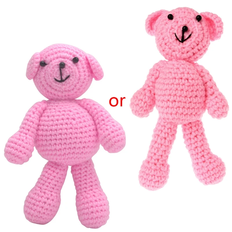 Уход за малышом, мягкий, для новорожденных девочек и мальчиков, вязанный крючком медведь, фотография, реквизит, фото, игрушка, милый подарок - Цвет: Розовый