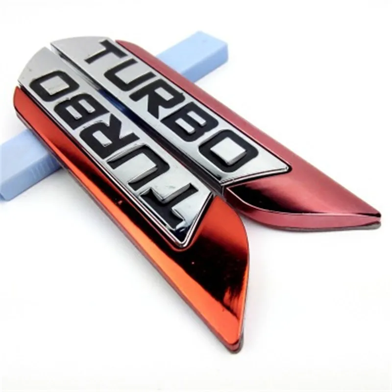 30PCS 11.8cm*2.3cm Car styling Zinc alloy plating TURBO Emblem Rear