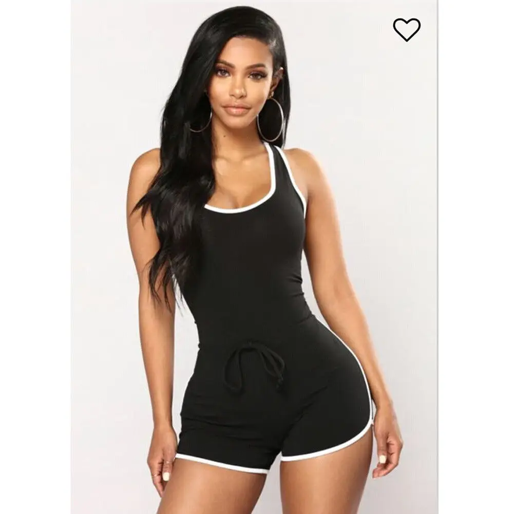 Bodycon Jumpsuit Fitted Romper Shorts HYZ Women's Casual Long