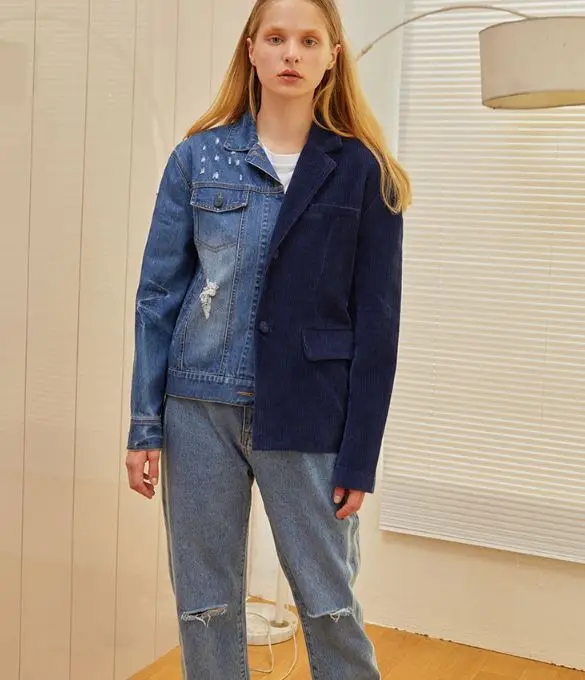 corduroy patchwork denim jacket