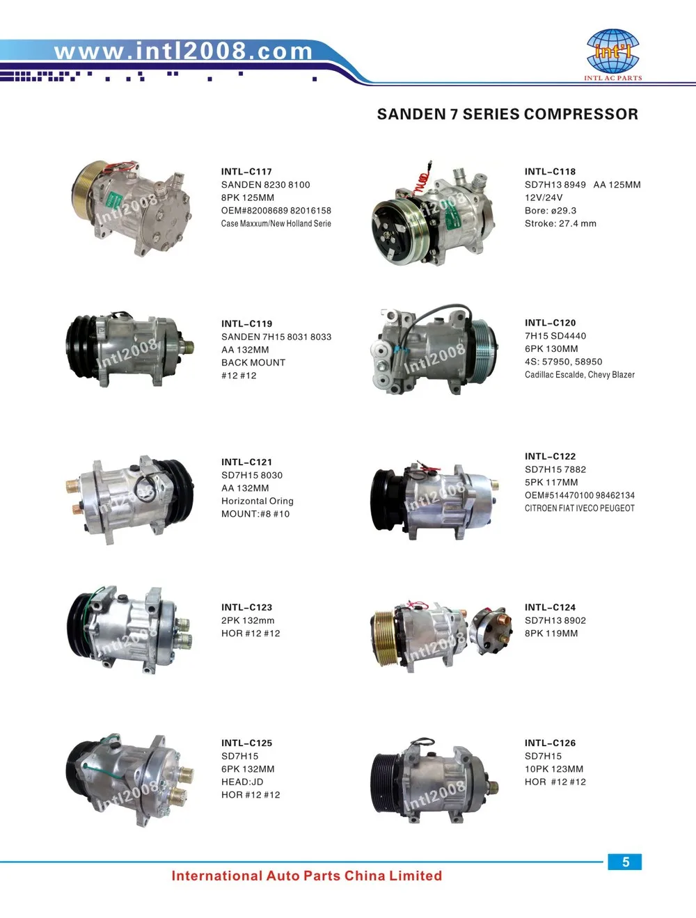 Авто Кондиционер ac компрессор для SANDEN SD709 SD-709 7H15 SD7H15 PV6 шкив