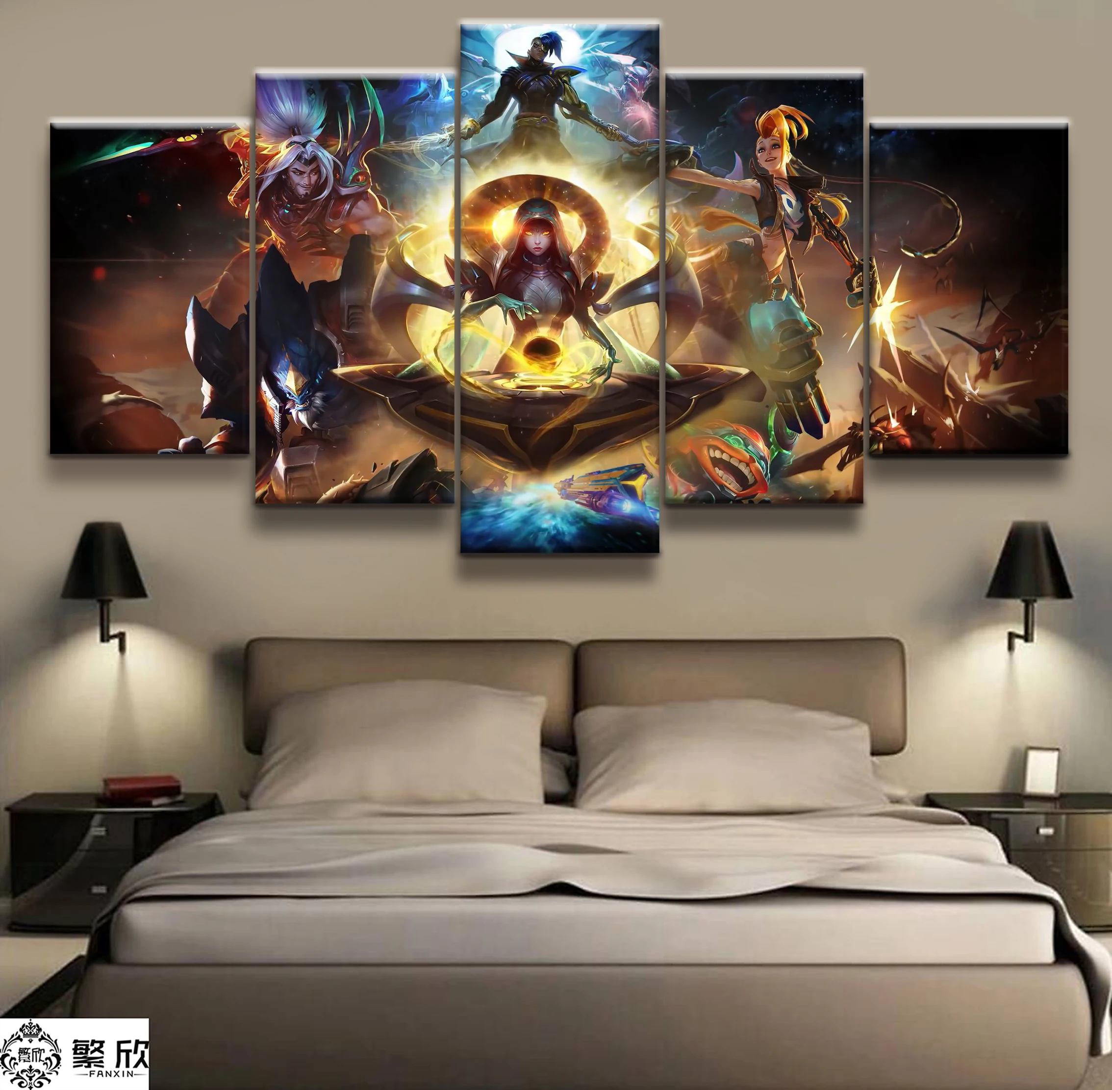 

Hot Sales Without Frame 5 Panels Picture LOL League of Legends Game Print Artwork Wall Canvas Art Canvas Painting Wholesale