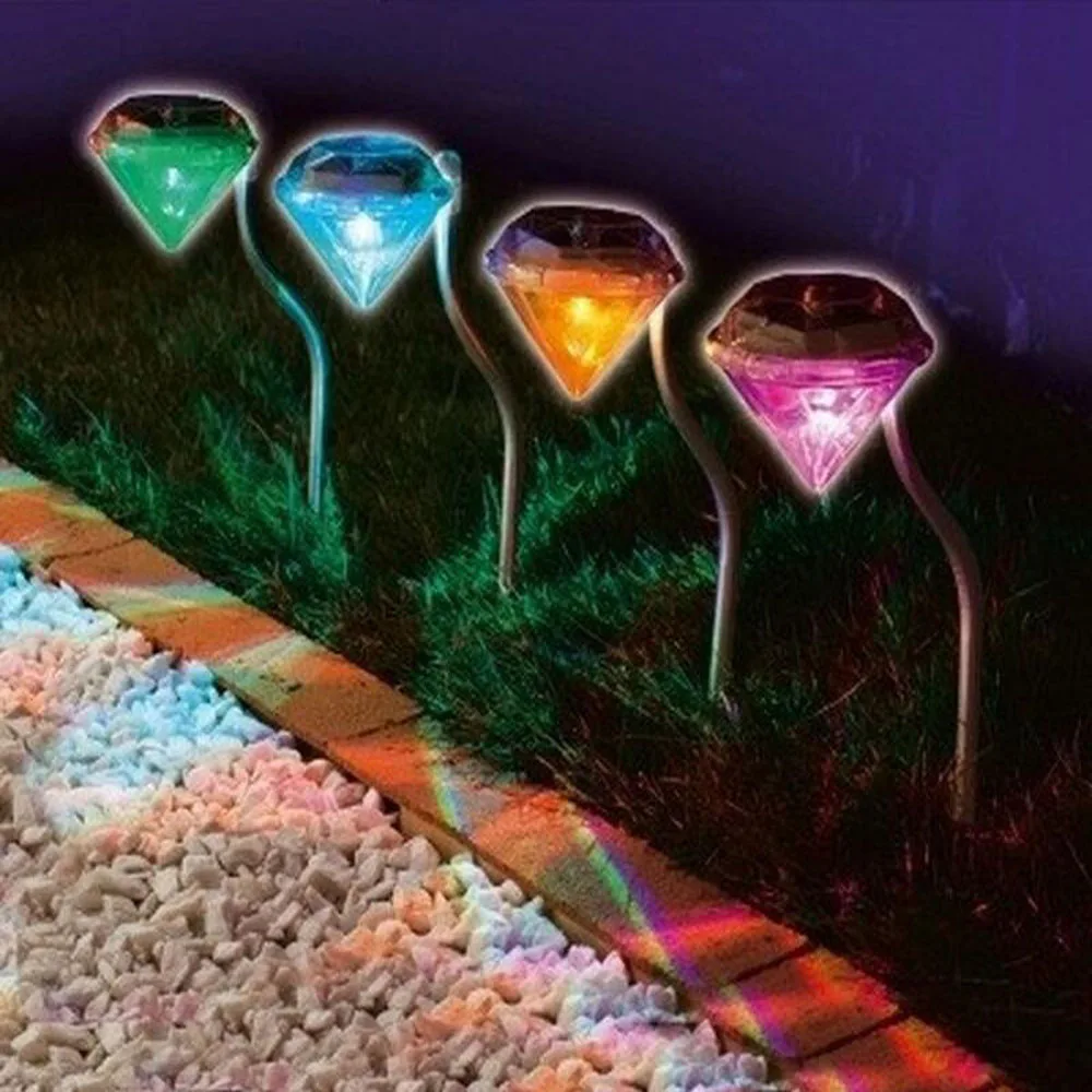 4 Pcs/Lot Solar Diamond LED Spot Lights Stainless Steel Garden Path Lawn Landscape Lamps Led Light|Газонные лампы| |