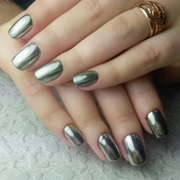 2 Box Mirror Powder Metallic Silver Pigment Nail Glitter Art 2 Box Mirror Powder Metallic Silver Pigment Nail Glitter Art Chrome Gold Magic Look Grant Nails In From Beauty Health On