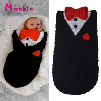 

Latest Crochet Newborn Baby Sleeping Bags With Big Bows Infant Baby Crochet Photo Props Sleeping Sack Knitted Cocoon MZS-16021