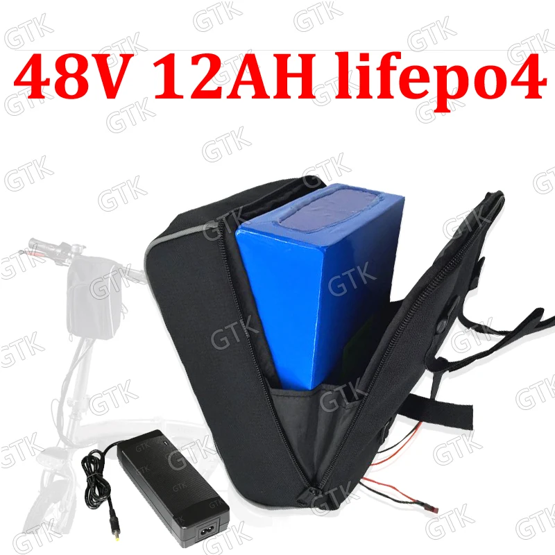 48v 12ah lifepo4 батарея 16S 51,2 V литиевая батарея 20A BMS для 500w ebike скутер складной, велосипед Взрослый мопед+ 3A зарядное устройство+ сумка