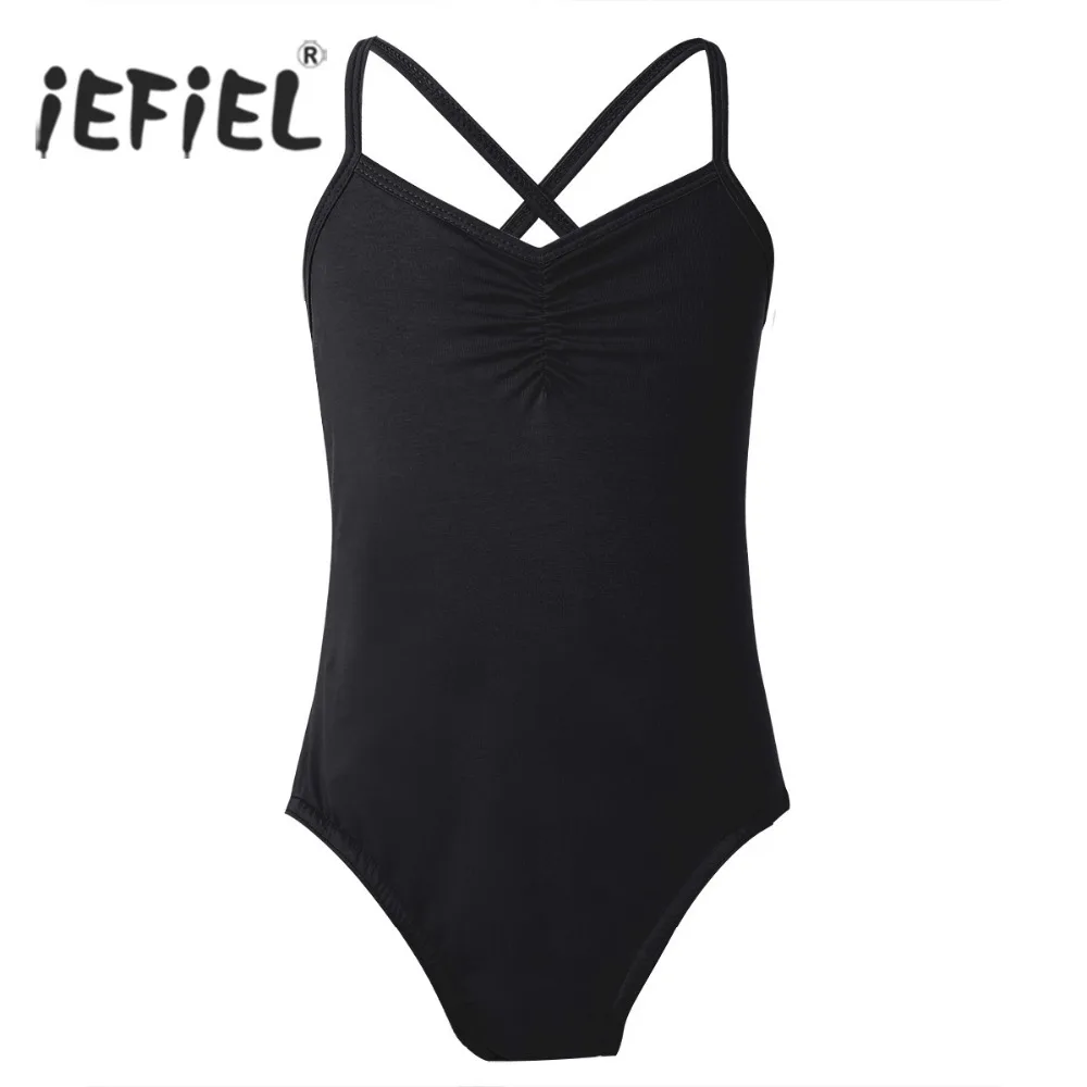 

iEFiEL Children Ballet Tutu Dress Swimsuit for Dancing Spaghetti Strap Criss Cross Ballet Dance Leotard for Girls Kids Bodysuit