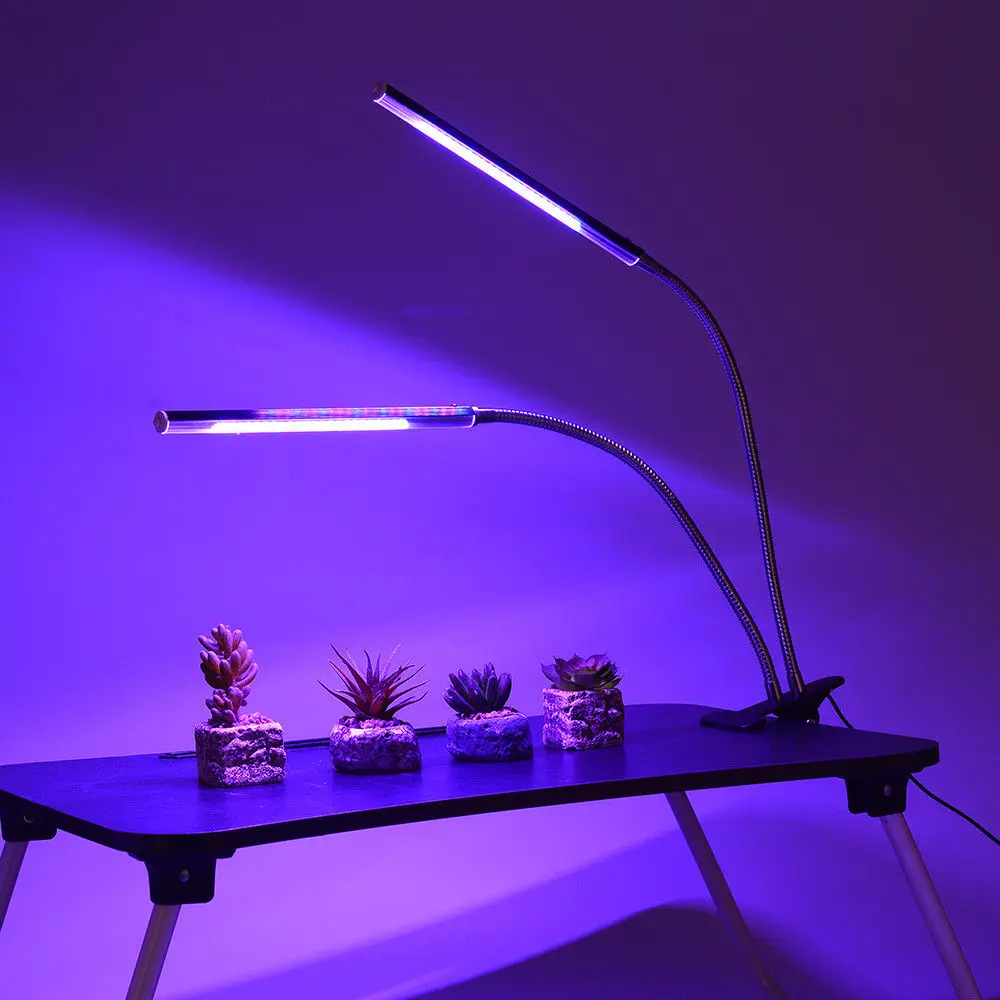 40 светодиодный светильник с двойной головкой для выращивания гидропонных садовых растений 360 градусов Гибкая лампа с зажимом