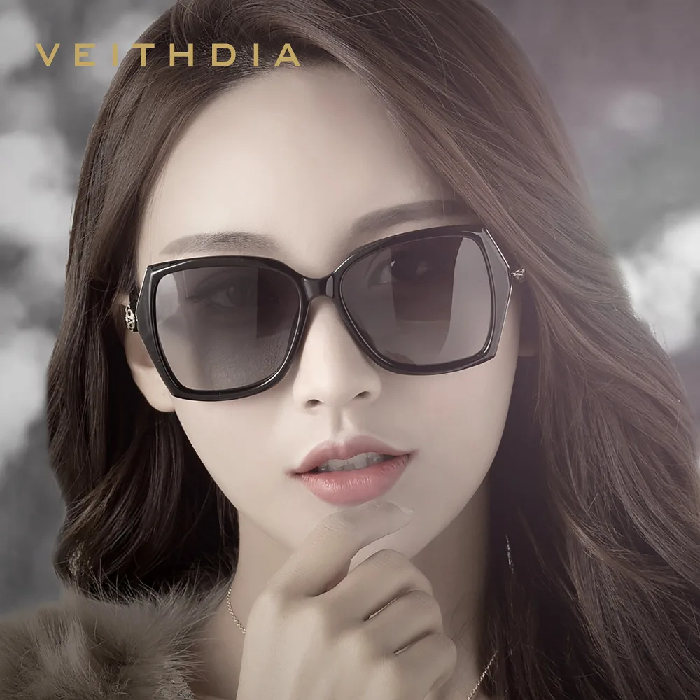 Женские поляризованные солнцезащитные очки VEITHDIA, большие Винтажные Солнцезащитные очки, брендовые дизайнерские женские очки для женщин V3039