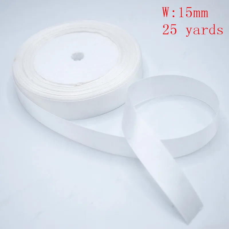 Сатиновая лента 25 ярдов 15 мм упаковочный материал сделай сам бант для рукоделия украшения для свадебной вечеринки подарочные упаковочные принадлежности для скрапбукинга - Цвет: Белый