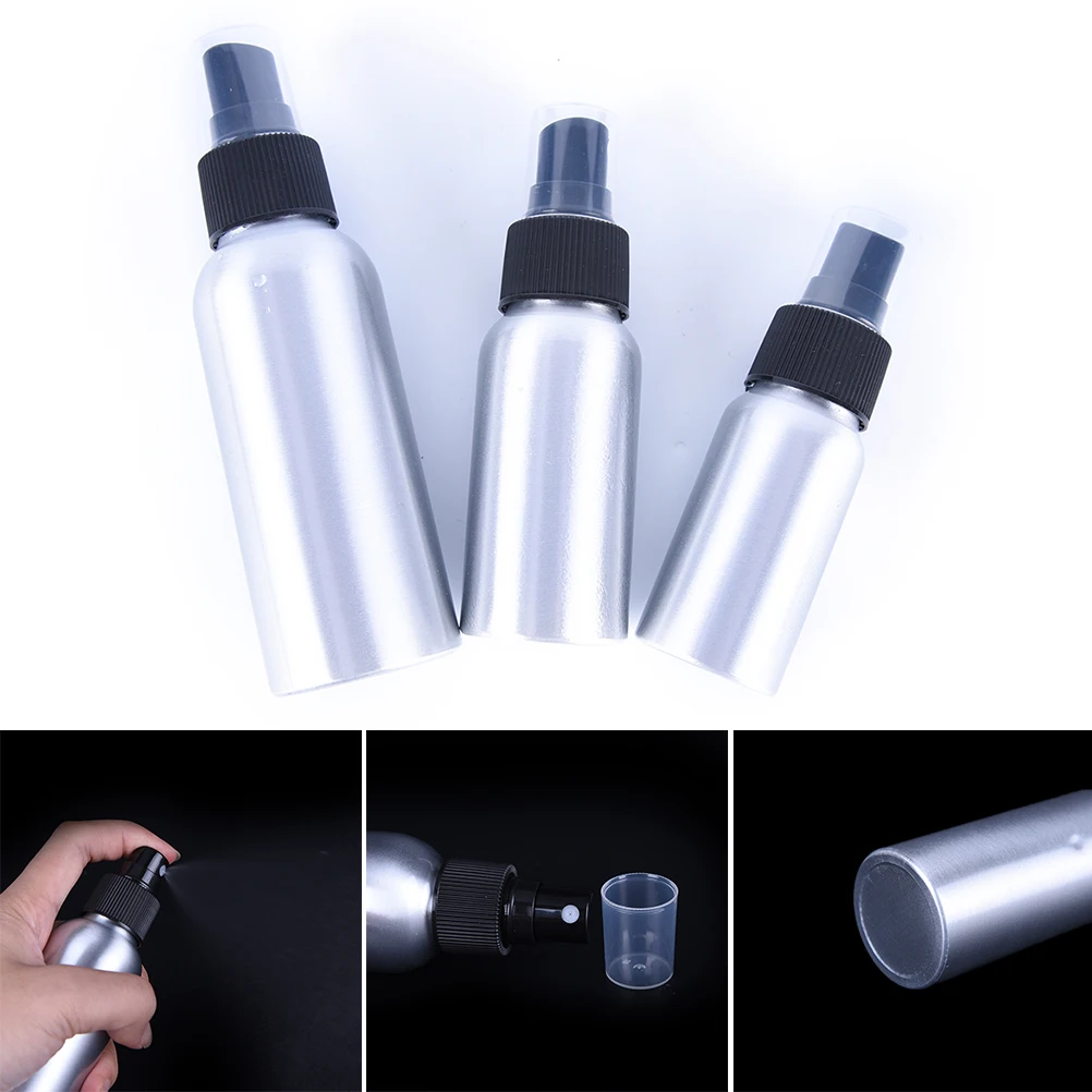 

1pcs 30ml /50ml /100ml Aluminium Spray Atomiser Bottle Black Pump Atomizer Refillable Empty Bottles For Cosmetic Packaging Tool
