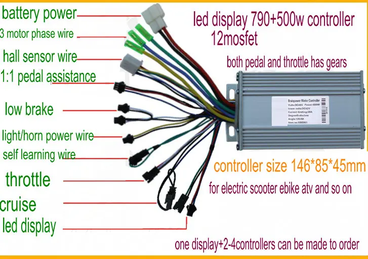 Светодиодный Спидометр display790 + контроллер 36v48v400w450w 500w600w панель управления для