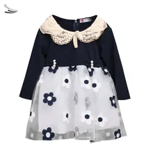 Baby Girls Dress Long Sleeve Patchwork Mesh Lace Tutu Dresses Girls Costumes Princess Female Kids Casual Clothes