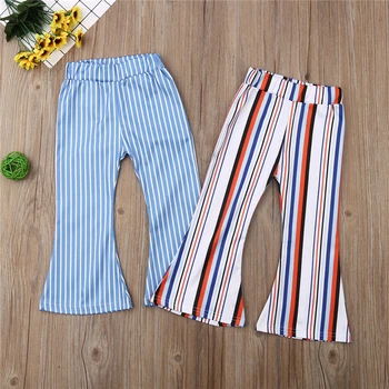 

Girls Pants Summer Casual Kids Baby Girls Wide Leg Pants High Waist Leggings Toddler Children Striped Flared Trousers Bottoms