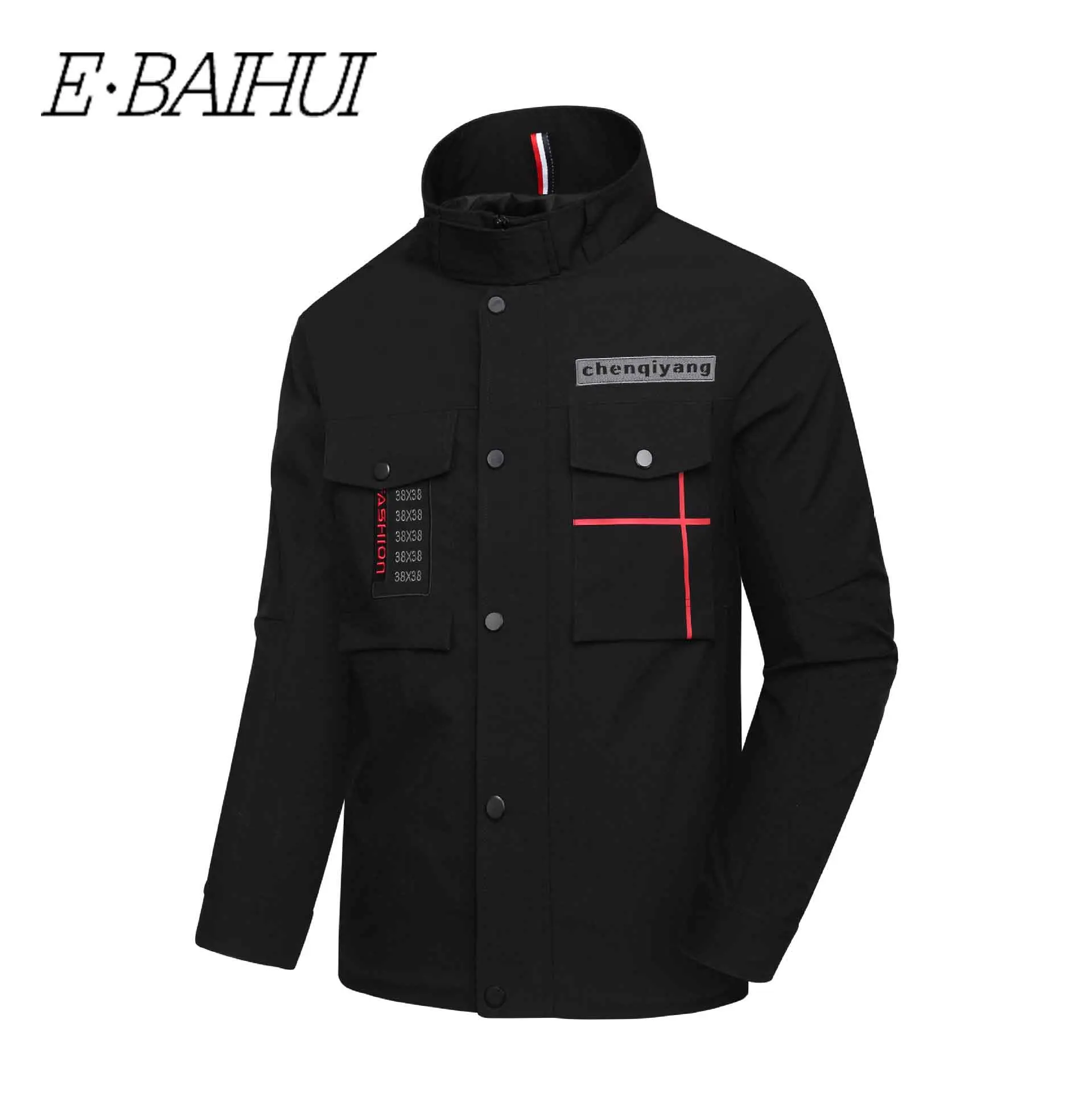

E-BAIHUI Men's tooling jacket men's fashion embroidery stand collar jacket new simple Japanese Style Coat L475